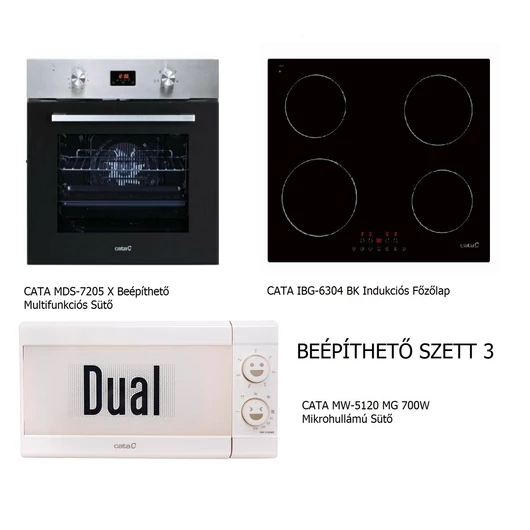 CATA MDS-7205 X - Beépíthető Szett 3 (sütő+indukcios főzőlap) + Ajándék Mikrohullámú sütő