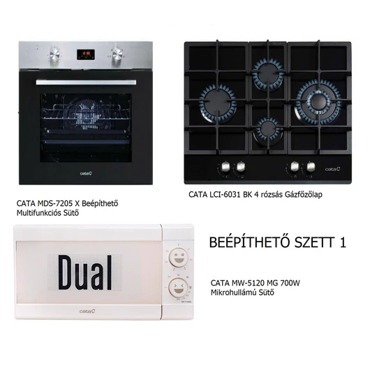 CATA MDS-7205 X - Beépíthető Szett 1 (sütő+gázfőzőlap) + Ajándék Mikrohullámú sütő