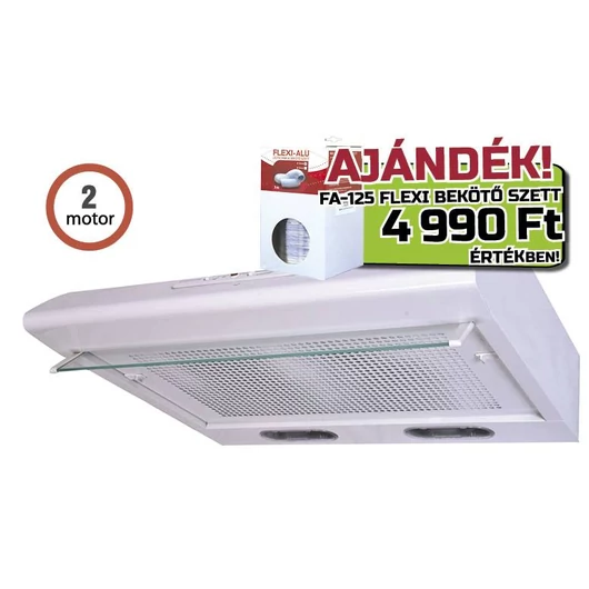 Davoline - Páraelszívó Olympia 260 Lux WH fehér, 60cm + FA-125 flexi bekötőszett