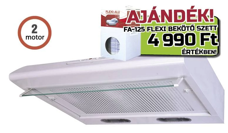 Davoline - Páraelszívó Olympia 260 Lux WH fehér, 60cm + FA-125 flexi bekötőszett