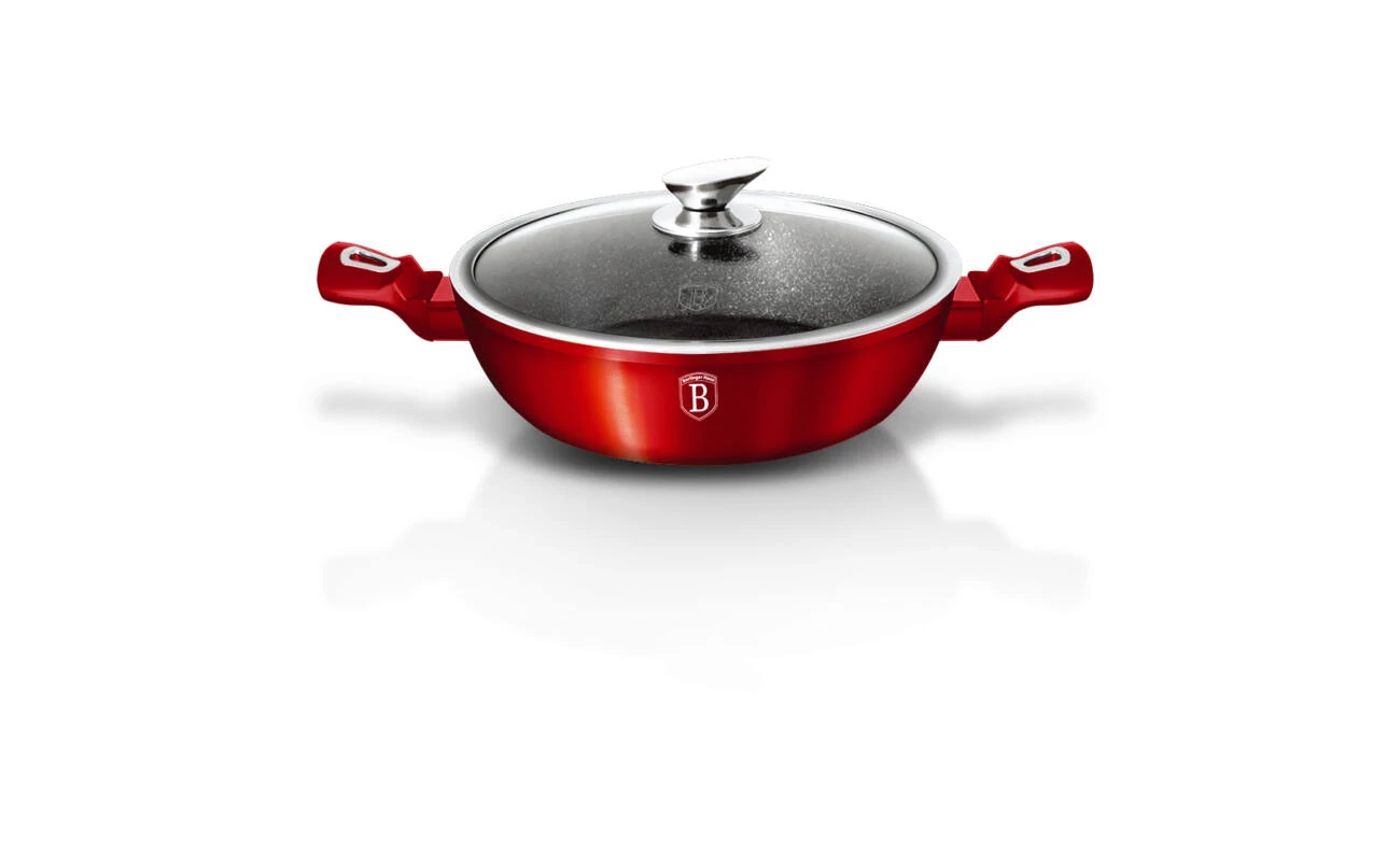 Berlinger Haus Burgundy Metallic Line Indukciós alacsony lábas fedővel 32cm BH/1264N