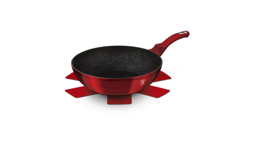 Berlinger Haus Metallic Burgundy Line Wok , 30cm, márvány bevonat BH/6166